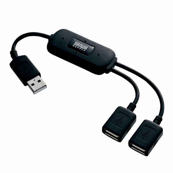 サンワサプライ USBハブ（USB HUB） USB2.0ハブ ブラック 2ポート バスパワー USB-HUB228BK 1個（直送品）
