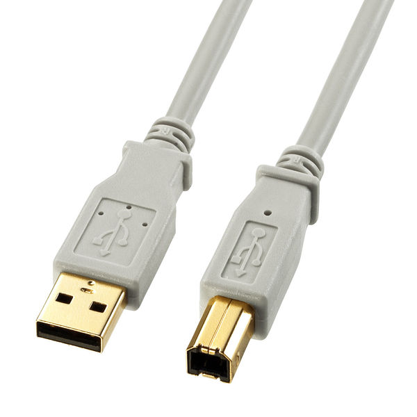 サンワサプライ USB2.0ケーブル USB Aオス-USB Bオス ライトグレー 5m KU20-5HK 1本（直送品）