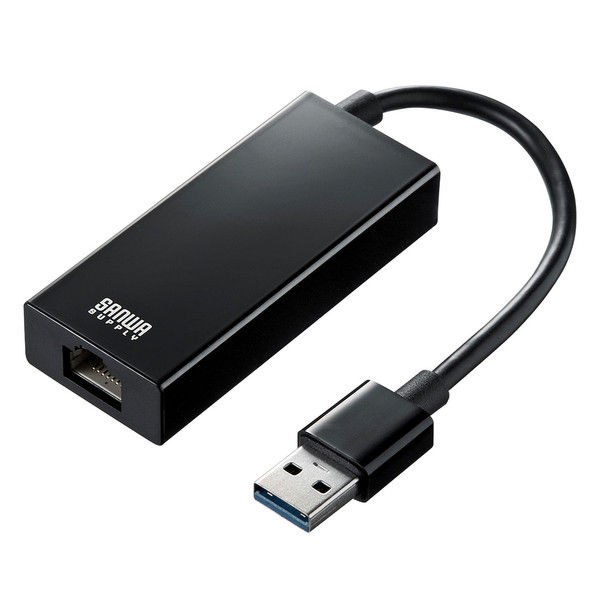 サンワサプライ Gigabit対応USB-LANアダプタ（USB3.0ハブ1ポートつき） ブラック LAN-ADUR3GHBK 1個（直送品）
