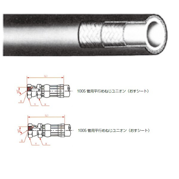 横浜ゴム（YOKOHAMA） 一般油圧ホース 950mm 両端1005金具 L35-12 L35-12-950 1005+1005（直送品）