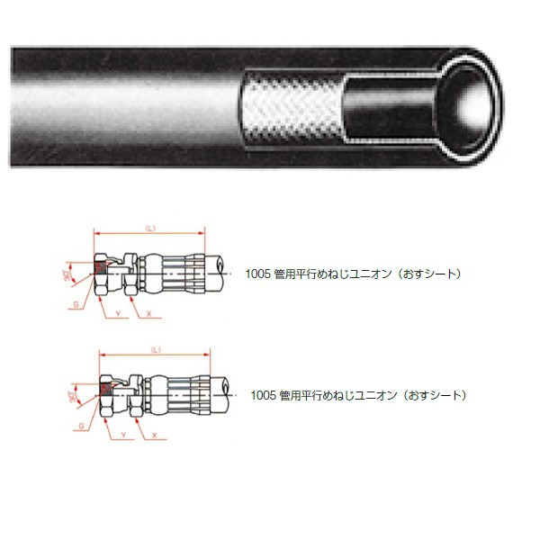 横浜ゴム（YOKOHAMA） 一般油圧ホース 600mm 両端1005金具 L35-25 L35-25-600 1005+1005（直送品）
