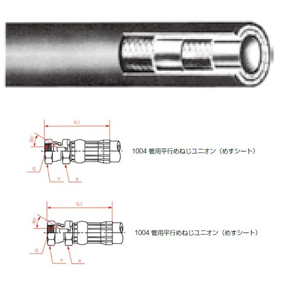 横浜ゴム（YOKOHAMA） 一般油圧ホース 1100mm 両端1004金具 NWP280-12 NWP280-12-1100 1004+1004（直送品）
