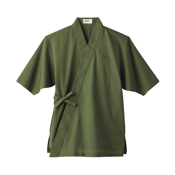 男女兼用作務衣半袖 L グリーン H2093-0003 1着 サーヴォ（旧サンペックスイスト）（直送品）