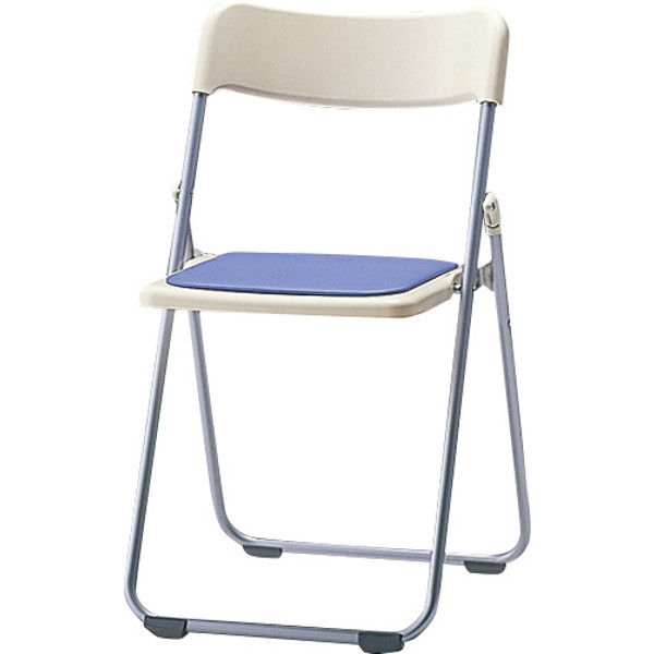 【軒先渡し】サンケイ 折りたたみ椅子 アルミ製 CF67-MX 背座PP樹脂 座パッド付き 座面ブルー×背面アイボリー 6脚セット（直送品）
