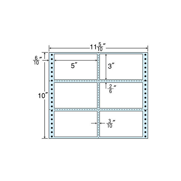 東洋印刷 ナナフォーム タックフォームラベル（剥離紙ブルー） 白 6面 1箱（500折） NC11PB（直送品）