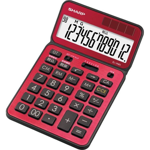 シャープ 電卓　１２桁　（ナイスサイズタイプ）　レッド系（スタイリッシュレッド） EL-VN83-RX 1台（直送品）