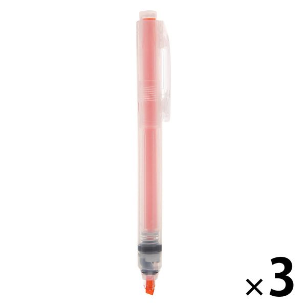 無印良品 ポリプロピレンノック式蛍光ペン オレンジ 1セット（3本） 良品計画