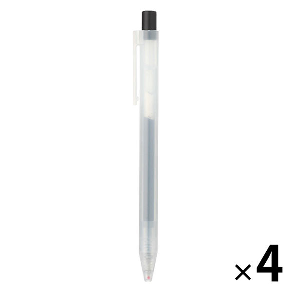 無印良品 さらさら描けるゲルインキボールペン ノック式 0.5mm 黒 1セット（4本） 良品計画