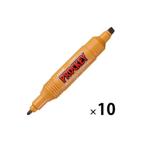 プロッキー 水性ペン 太・細ツイン 単色 黄土 10本 PM150TR.19 三菱鉛筆 uni