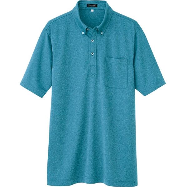 アイトス 吸汗速乾半袖ボタンダウンポロシャツ（男女兼用） ターコイズ 9号 AZ10603-027（直送品）