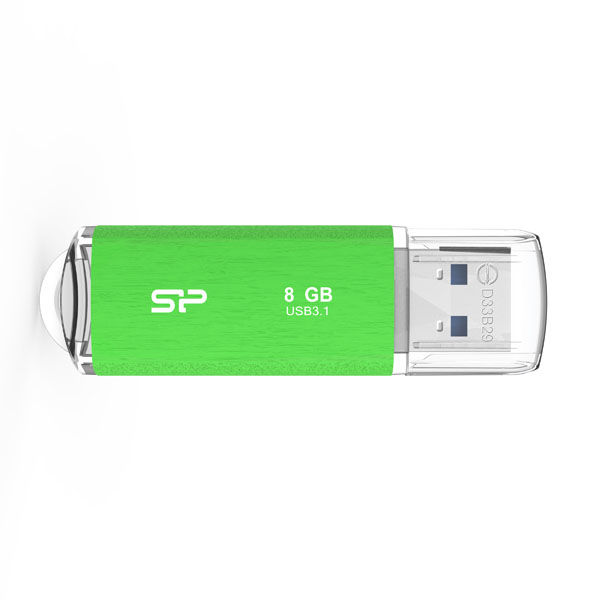 シリコンパワー キャップ式USB3.1メモリー　8GB　グリーン×5本 SPAS008GU3B02GX5 1セット（5本）（直送品）