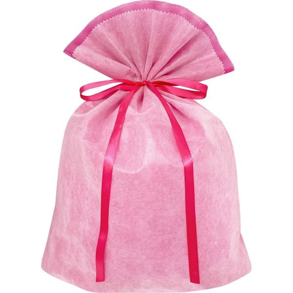 不織布リボン付ギフト巾着袋 LL ピンク FRK-015-AS 1袋（5枚入） エスパック（直送品）
