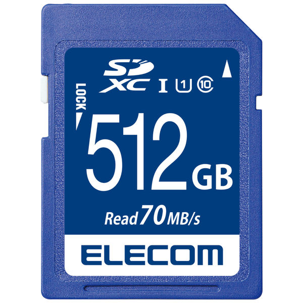 エレコム SDXCカード/データ復旧サービス付/UHS-I U1 70MB/s 512GB MF-FS512GU11R 1個