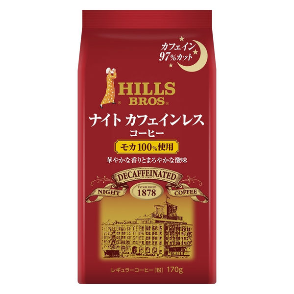 【コーヒー粉】日本ヒルスコーヒー ヒルス ナイトカフェインレス・モカ100% 1袋（170g）