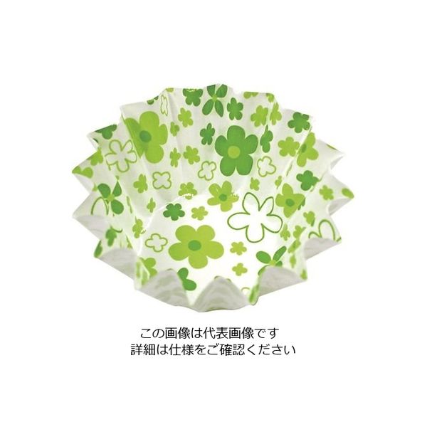 アヅミ産業 紙カップ ココケース 丸型(500枚入) 小花柄 8号深 グリーン 64-4201-48 1枚(500枚)（直送品）