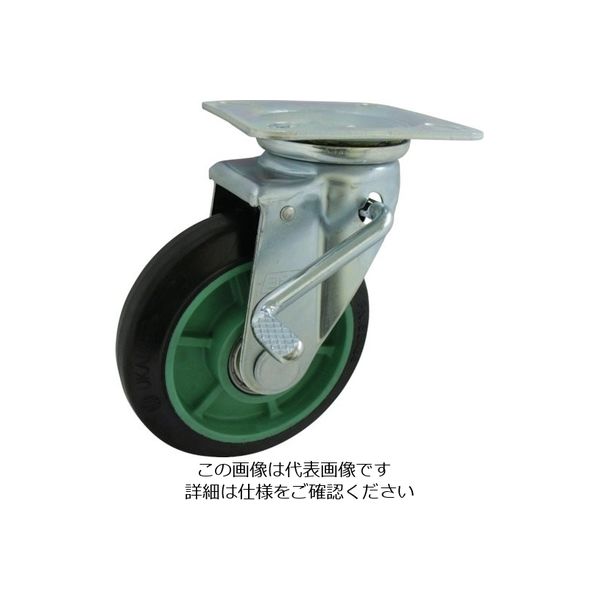 ヨドノ 樹脂製ゴム車輪（ベアリング入）自在金具ストッパー付 100 PNJB100 1個 132-0402（直送品）