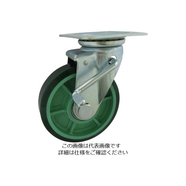 ヨドノ 樹脂製ウレタンゴム車輪（ベアリング入）自在金具ストッパー付 200 PNUJB200 1個 133-7614（直送品）