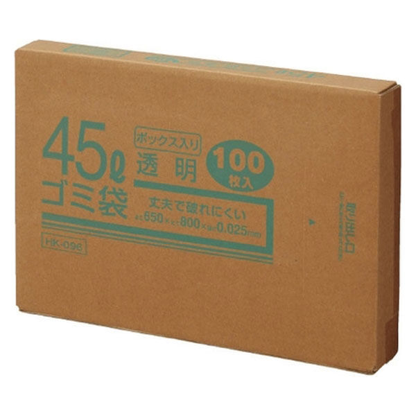 クラフトマン 45Lゴミ袋 透明 ボックス入 100枚　1箱（直送品）