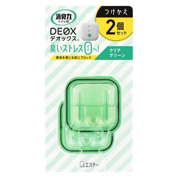 エステー 消臭力 DEOX（デオックス） トイレ用消臭芳香剤 つけかえ 1パック（2個入） クリアグリーン