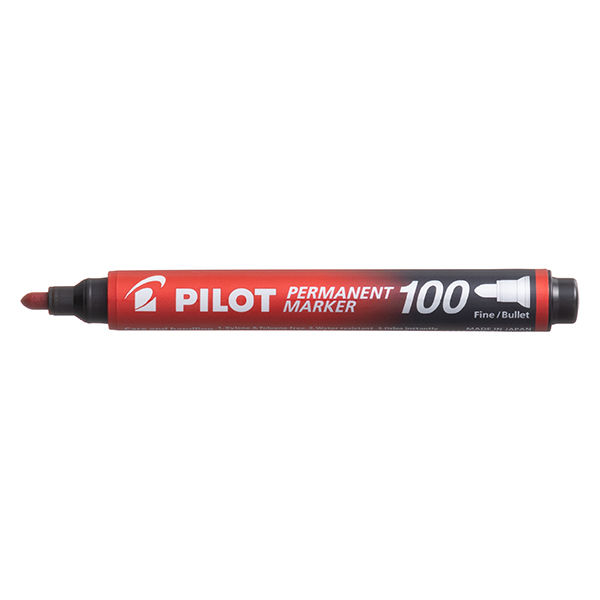 パイロット パーマネントマーカー100 油性ペン 中字丸芯 レッド 赤 MPM-10F-R 1箱（10本入）