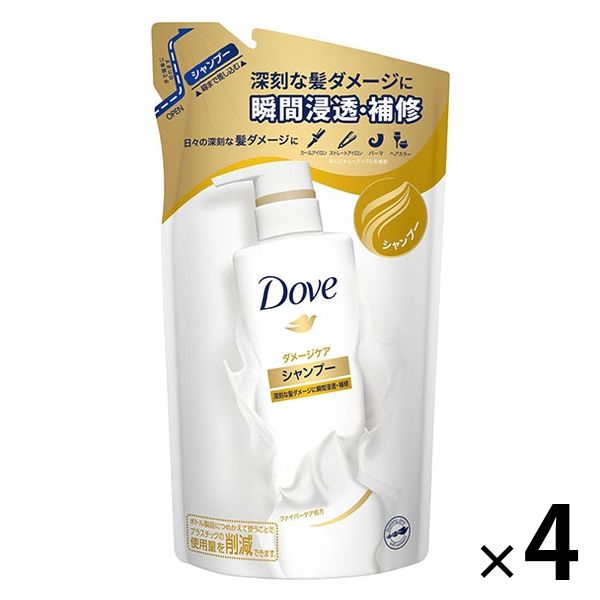 ダヴ(Dove) ダメージケア シャンプー 詰め替え 350g 4個