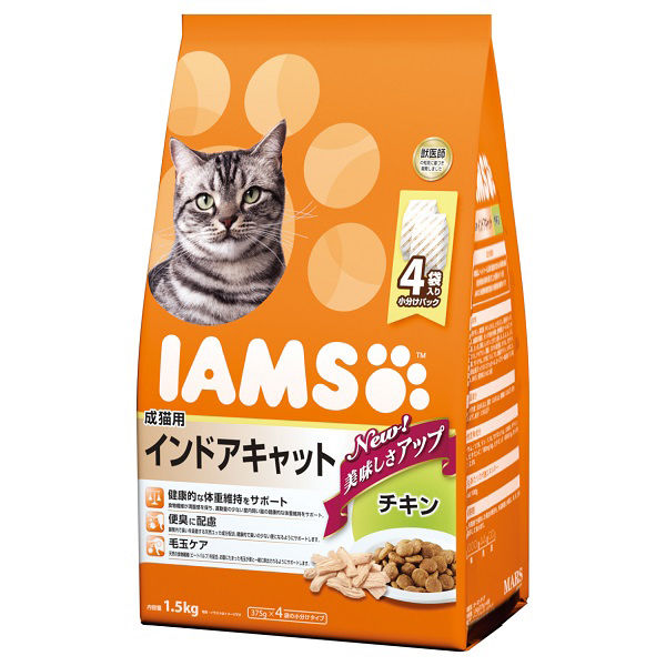 アイムス キャットフード 成猫用 インドアキャット チキン 1.5kg（375g×小分け4袋）6袋 マース