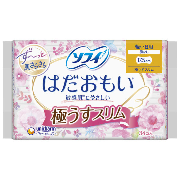 ナプキン 生理用品 軽い日用 羽なし スリム ソフィ はだおもい 極うすスリム 1個（34枚入） ユニ・チャーム