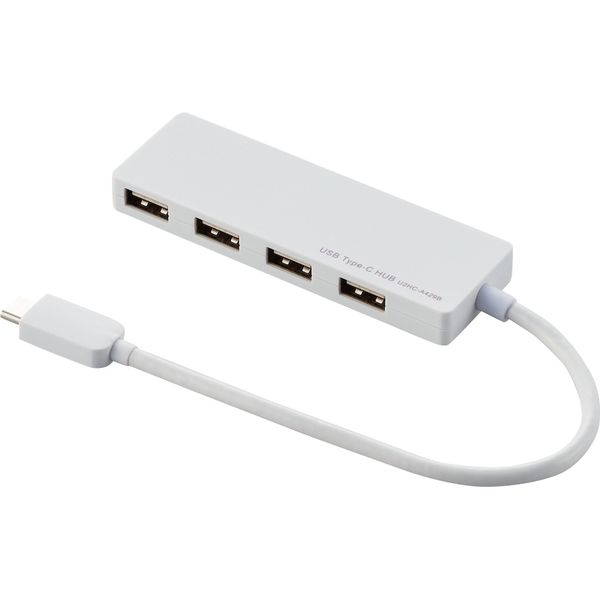 エレコム USB2.0HUB/Type-C/Aメス4ポート/バスパワー/15cmケーブル/ホワイト U2HC-A429BWH 1個