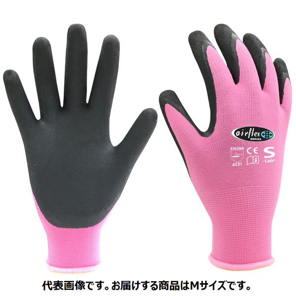 現場系女子エアーフレックスニトリル背抜き手袋ピンク M AG7510-6P 1セット（6双入） エースグローブ（直送品）
