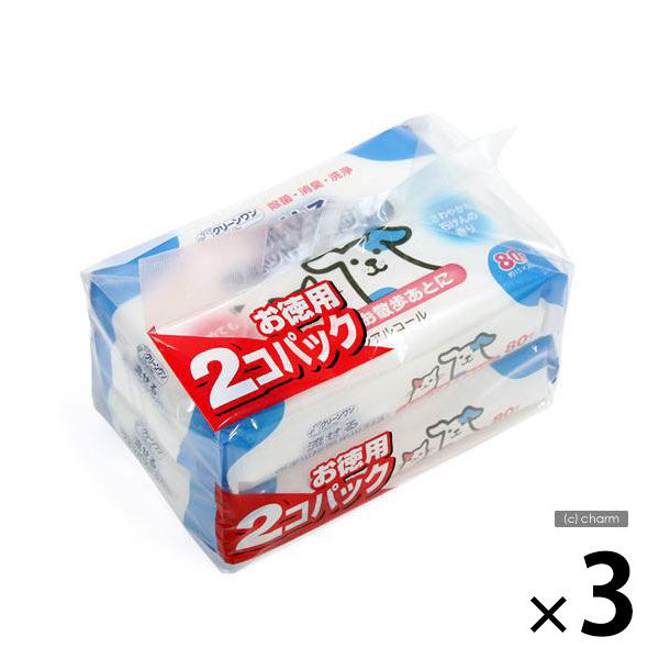 流せるウェットティッシュ ペット用 クリーンワン せっけんの香り 80枚×2個パック 3個 犬 猫