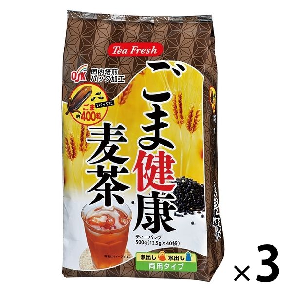 小谷穀粉 OSK ティーフレッシュ ごま健康麦茶 1セット（120バッグ：40バッグ入×3袋）