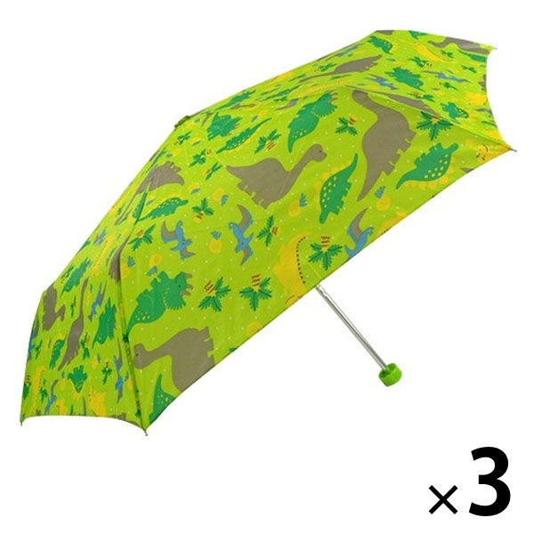 アテイン 子供用折りたたみ傘 50cm きょうりゅう 黄緑 5156LG 1セット（3本）