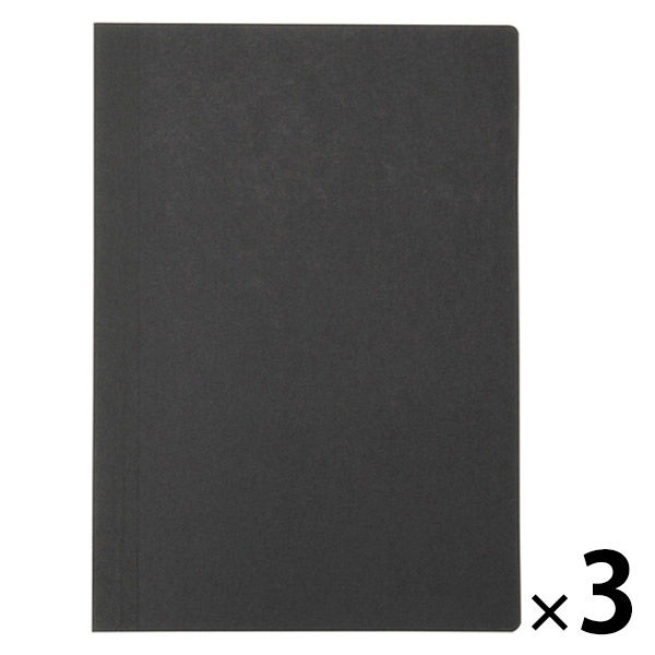 無印良品 上質紙 フラットに開くノート B6 横罫 80枚 黒 1セット（3冊） 良品計画
