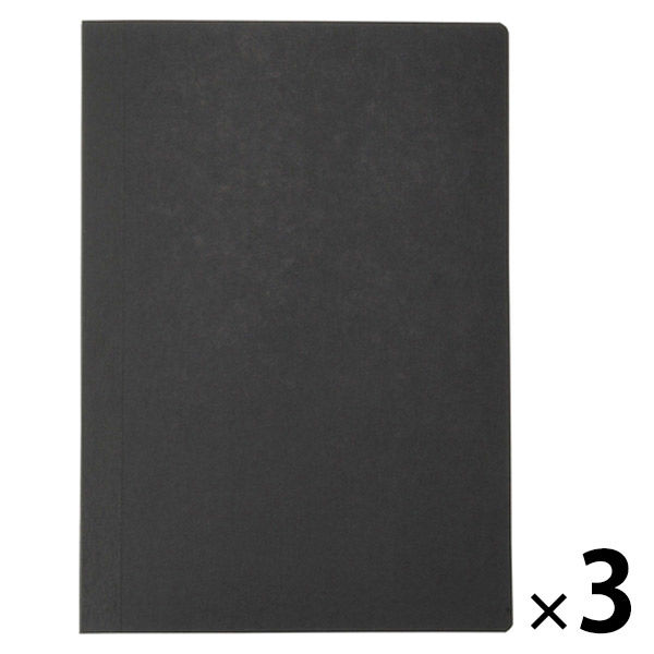 無印良品 上質紙 フラットに開くノート A5 横罫 80枚 黒 1セット（3冊） 良品計画