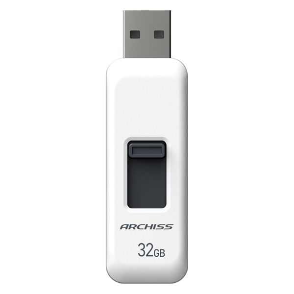 ARCHISS USB2.0 32GB スライド式 ホワイト AS-032GU2-PSW 1個