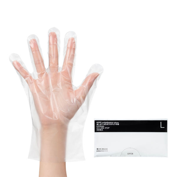 「現場のチカラ」 川西工業 使いきりポリエチレン手袋15μ HDPE 片エンボス クリア L 1袋（200枚入）  オリジナル