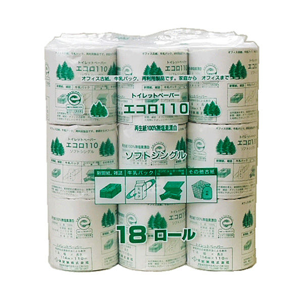 泉製紙 泉製紙 業務用 トイレットペーパー エコロ シングル 110m 18ロール ×3個 4970123215901（直送品）