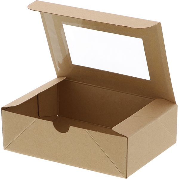 シモジマ 食品箱 ネオクラフト 窓付BOX S クラフト 004248043 1袋（20枚）