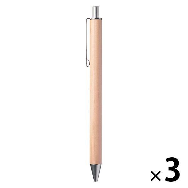 無印良品 ボールペン ノック式 本体 木軸 1セット（3本） 良品計画