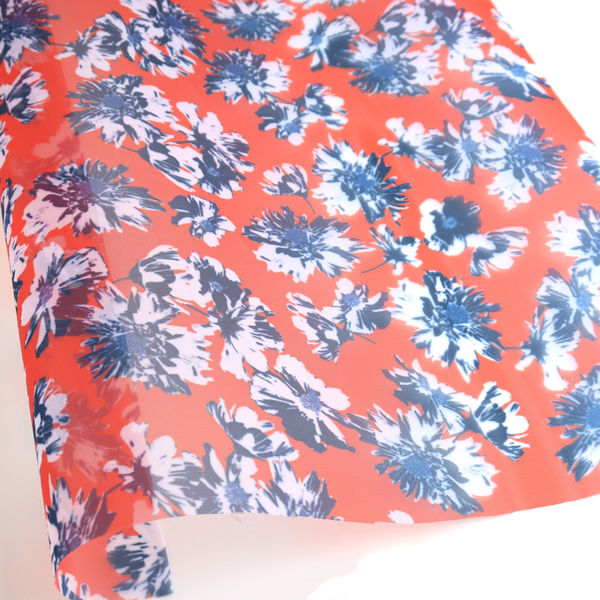 日本紐釦貿易 日本紐釦　転写チュール　オレンジ地青花　巾約68cm　1mカット　F96626-1006-1M　約巾68cm×1mカット（直送品）
