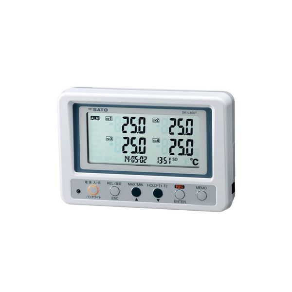 佐藤計量器製作所 4チャンネル温度ロガー SK-L400T（指示計）（1台）、SK-7000PR 8191-00，8250-52（直送品）