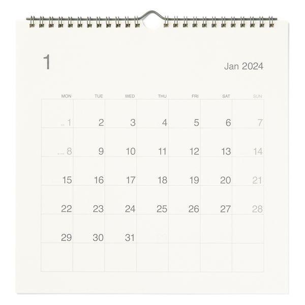 無印良品 バガスペーパー月曜始まりカレンダー 大 2024年1月～12月 約270×270mm 壁掛け用 良品計画