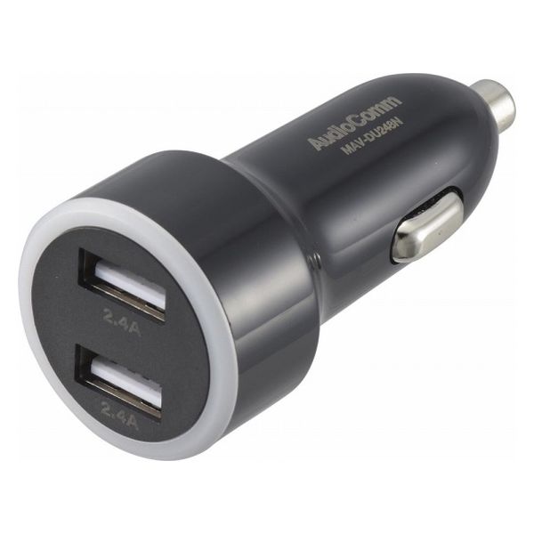株式会社オーム電機 USBカーチャージャー 4.8A Type-A×2ポート 03-6182 1個（直送品）