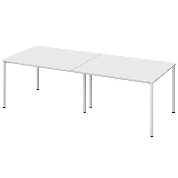 アスクル マルチワークロングテーブル　幅2400×奥行1000×高さ720mm　ホワイト/ホワイト 1台(2梱包)  オリジナル