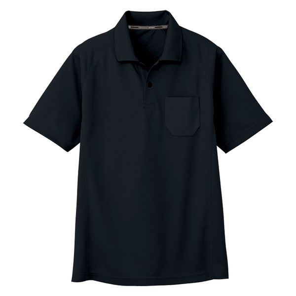 コーコス信岡 半袖ポロシャツ（胸ポケット付き） ブラック L アンドレS AS-1657 脇消臭テープ 1着