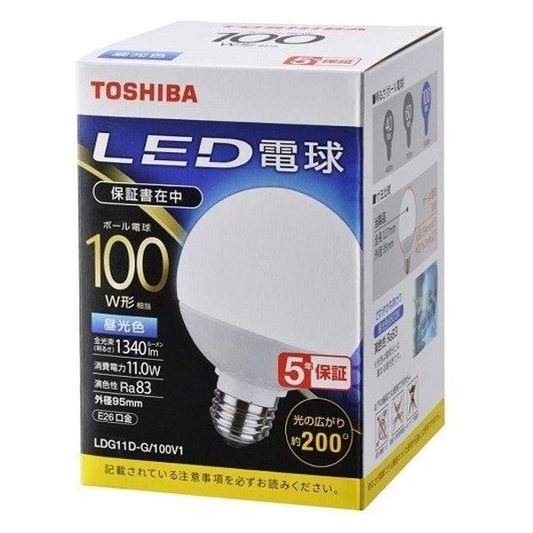 東芝 LED電球 ボール電球形 E26 100形 昼光色 LDG11D-G/100V1 16-0683 1個（直送品）