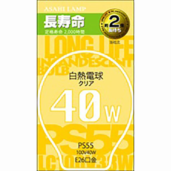 アサヒ 白熱電球 E26 クリア 40W 16-4102 1個（直送品）