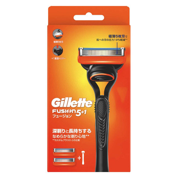 ジレット（Gillette）髭剃り フュージョン マニュアルホルダー 本体+替刃2個付 カミソリ 男性用 P＆G