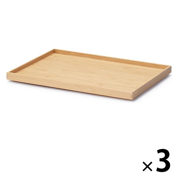 無印良品 重なる竹材長方形ボックス フタ 約幅37×奥行26×高さ2.5cm 1セット（3個） 良品計画