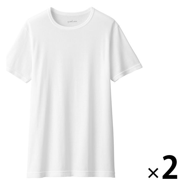 無印良品 さらっと綿 クルーネック半袖Tシャツ 紳士 L 白 1セット（2枚） 良品計画